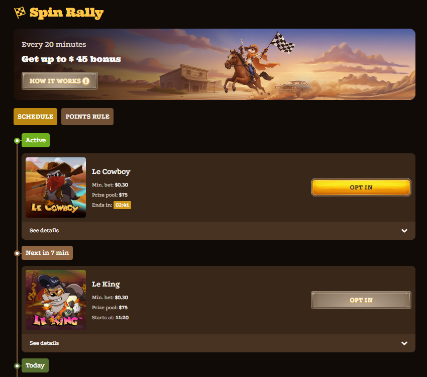 Spin Rally at Lizaro Casino UK